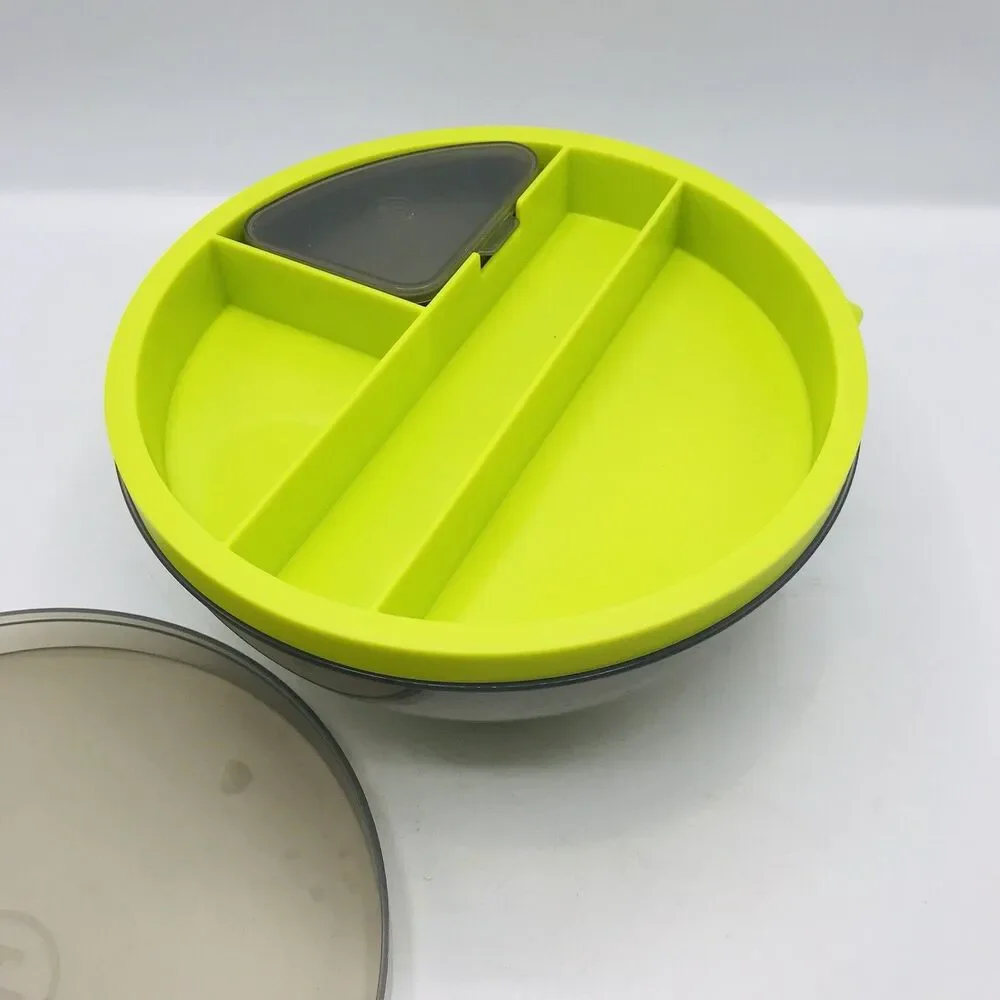 Pampered Chef Salad Bowl Green Grey Career, Preppy, Lunch Prep, Traditional